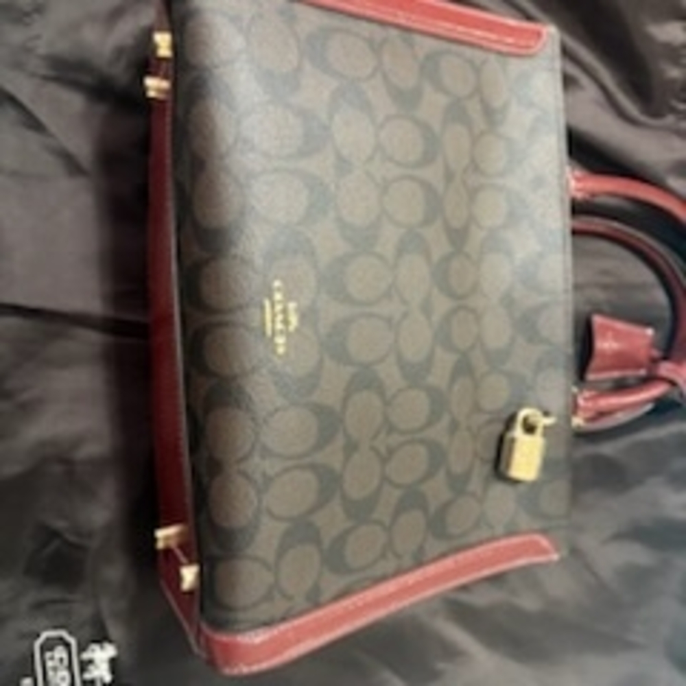 Coach Red Leather Zip Pouch